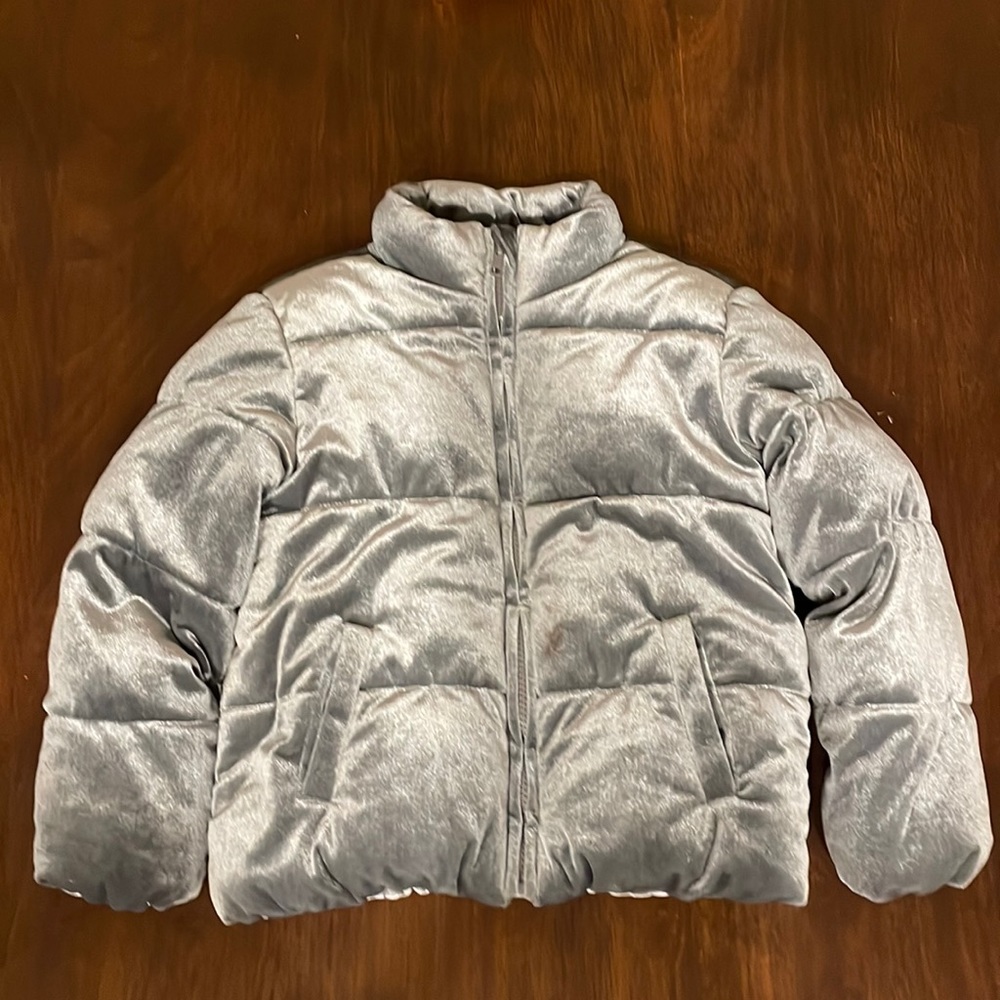 Gray velvet Gymboree Girls puffy coat